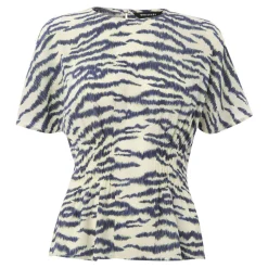 Feathered Tiger Shirred Blouse