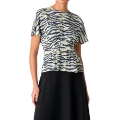 Feathered Tiger Shirred Blouse