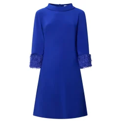 Feather-Trim Shift Dress