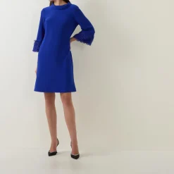 Feather-Trim Shift Dress