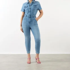 Sale GOOD AMERICAN Fit For Success Denim Jumpsuit
