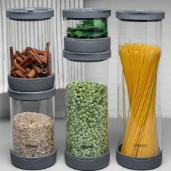 Clearance TRAMONTINA Five-Piece Glass Container Set with Vacuum lids