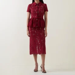 Best SELF-PORTRAIT Floral Lace Peplum Pencil Dress