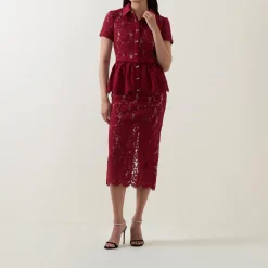 Best SELF-PORTRAIT Floral Lace Peplum Pencil Dress