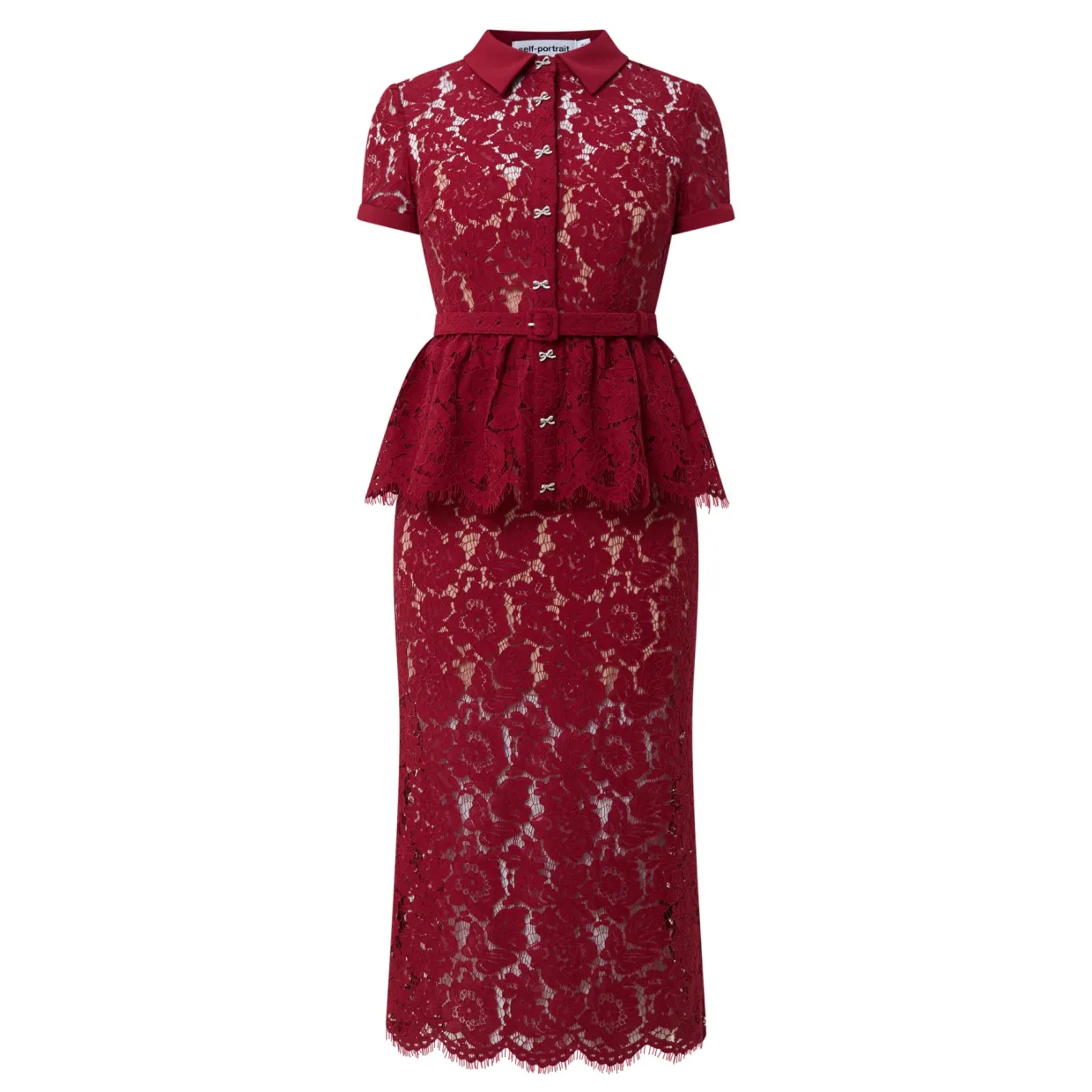 Floral Lace Peplum Pencil Dress