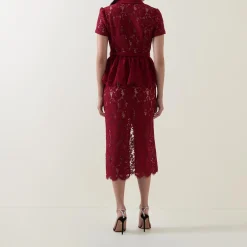 Floral Lace Peplum Pencil Dress