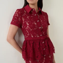 Floral Lace Peplum Pencil Dress