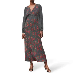 Clearance RO&ZO Floral Polka Dot Flared Dress