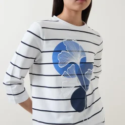 New GERRY WEBER Flower Striped Long-Sleeved T-Shirt