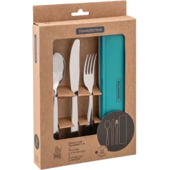 Discount TRAMONTINA Four-Piece Stainless Steel Travel Cutlery Set Green