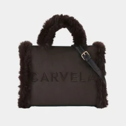 Discount CARVELA Frame Midi Faux Fur Trim Tote Bag