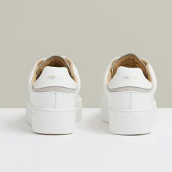 New REISS Francesca Leather Low-Top Trainers