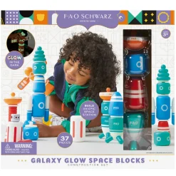 Hot FAO SCHWARZ Galaxy Glow Space Blocks Construction Set