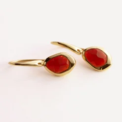 Garnet Pebble Hook Earrings