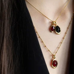 Garnet Stepping Stone Pendant Necklace