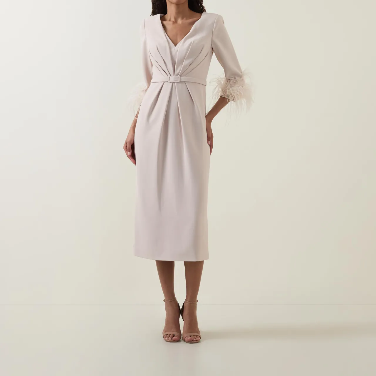 Best COUTURE CLUB Gathered Feather-Trim Dress