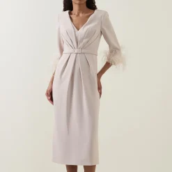 Best COUTURE CLUB Gathered Feather-Trim Dress