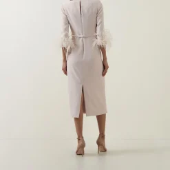 Best COUTURE CLUB Gathered Feather-Trim Dress