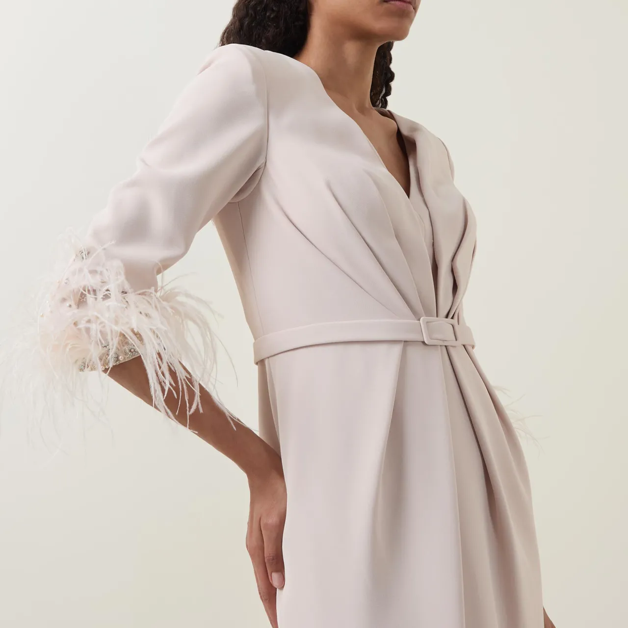 Best COUTURE CLUB Gathered Feather-Trim Dress