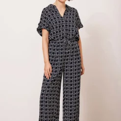 Geometric Printed Wide Leg Trousers