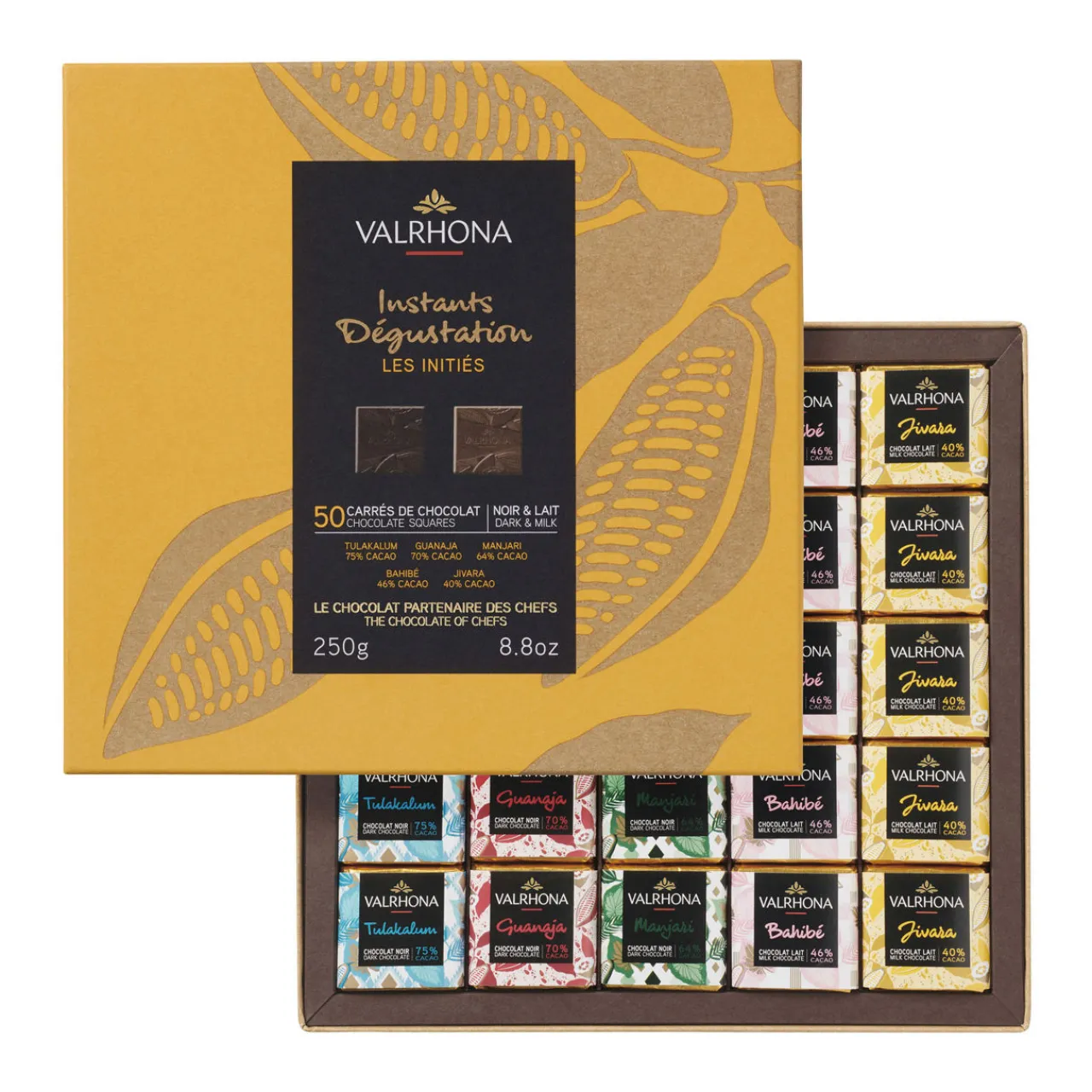 Fashion VALRHONA Gift Box 50 Squares Milk Chocolate 250g