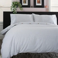 New THE LYNDON COMPANY Gingham Duvet Set Grey/White