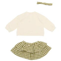 Outlet MAYORAL Gingham Skirt, Pear Sweatshirt & Bow Three-Piece Set