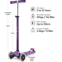 Girls Maxi Micro LED Deluxe Scooter