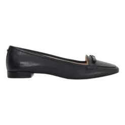 Glows Leather Square Toe Bow Trim Loafers