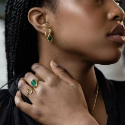 Green Tourmaline Stepping Stone Ring