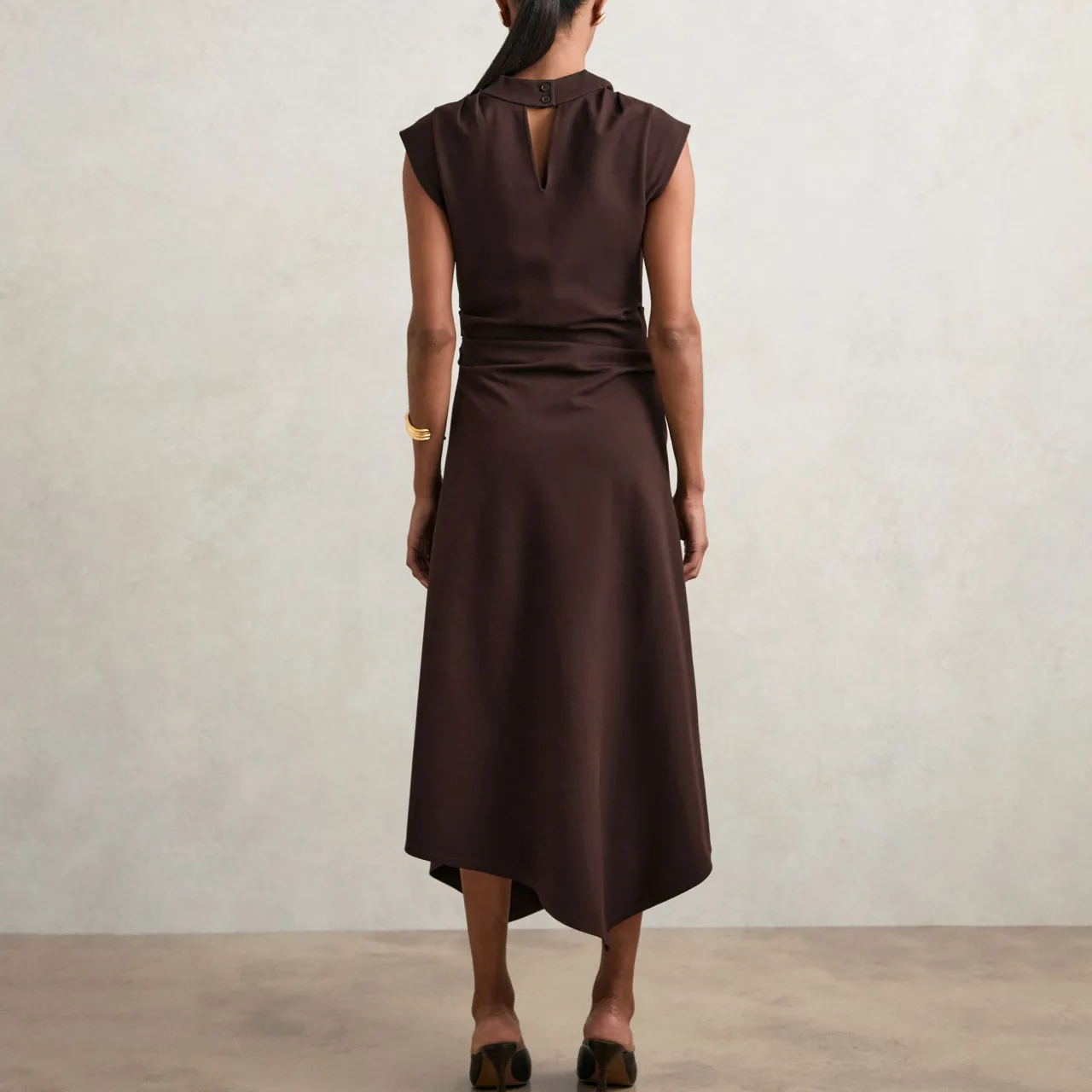 Online REISS Harlan Draped Asymmetric Flared Dress
