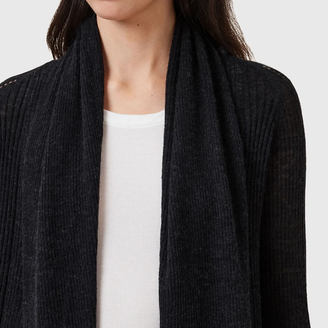 New ALLSAINTS Harper Draped Open-Front Cardigan