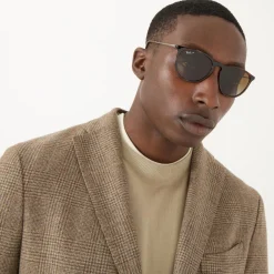 Havana Erika Pilot Plain Sunglasses Brown