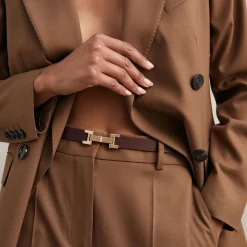 New REISS Hayley Leather Square Hinge Belt