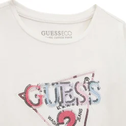 Online GUESS High Low Sequin Logo Top