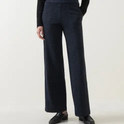 High-Rise Check Wide Leg Trousers