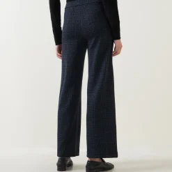 High-Rise Check Wide Leg Trousers