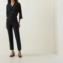 High-Rise Cropped Straight Leg Trousers