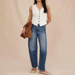 High-Rise Tapered Barrel Jeans