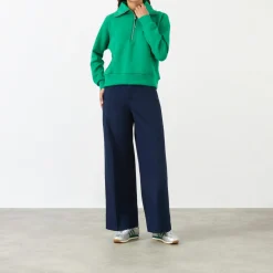 High-Rise Wide Leg Twill Trousers
