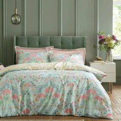 Hydrangea Art Deco Duvet Set Soft Green