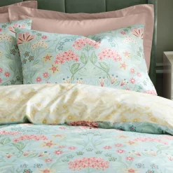 Hydrangea Art Deco Duvet Set Soft Green