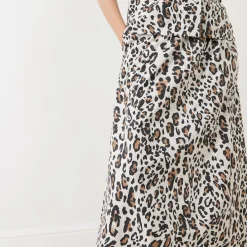 Ingina Leopard Print Flared Skirt