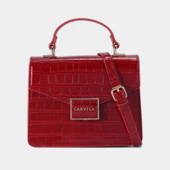 Jessica Croc-Embossed Top Handle Bag