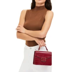 Jessica Croc-Embossed Top Handle Bag