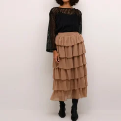 New KAFFE Juliane Tiered High-Rise Skirt
