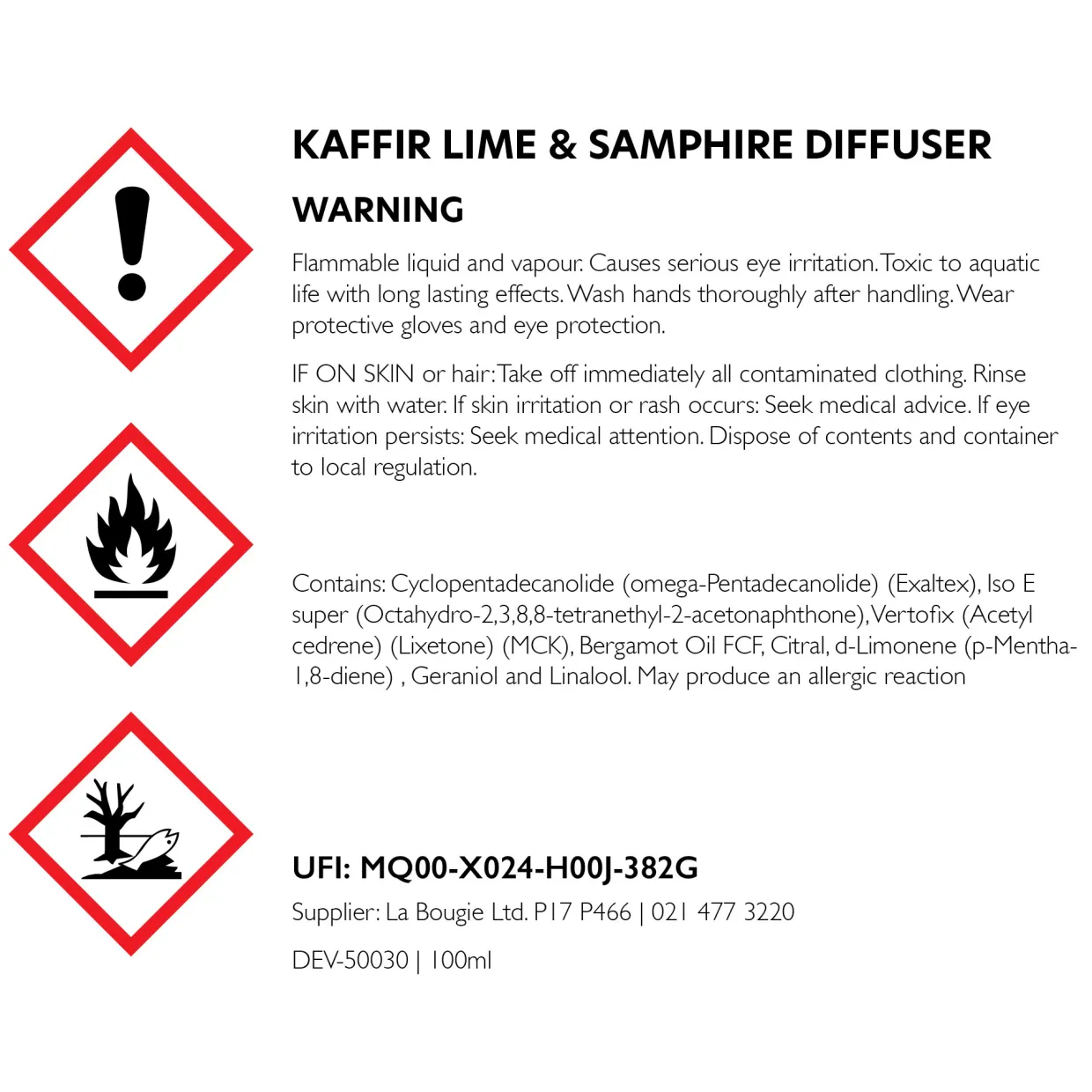 Kaffir Lime & Samphire Diffuser Refill 100ml