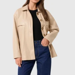 Karli Belted Faux-Leather Jacket