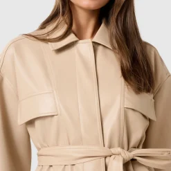 Karli Belted Faux-Leather Jacket