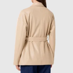 Karli Belted Faux-Leather Jacket